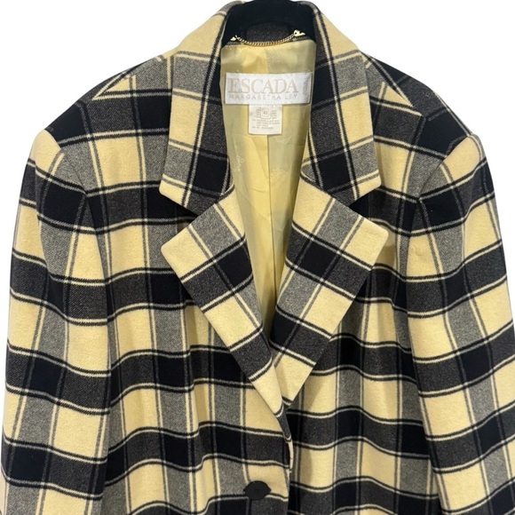 Vintage Y2K Escada Clueless Yellow Black Chic Academia Wool Blazer EU 42 US L - Picture 3 of 16